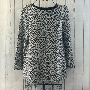 Cynthia Rowley Black & White Leopard Print Long Sleeve Top size L